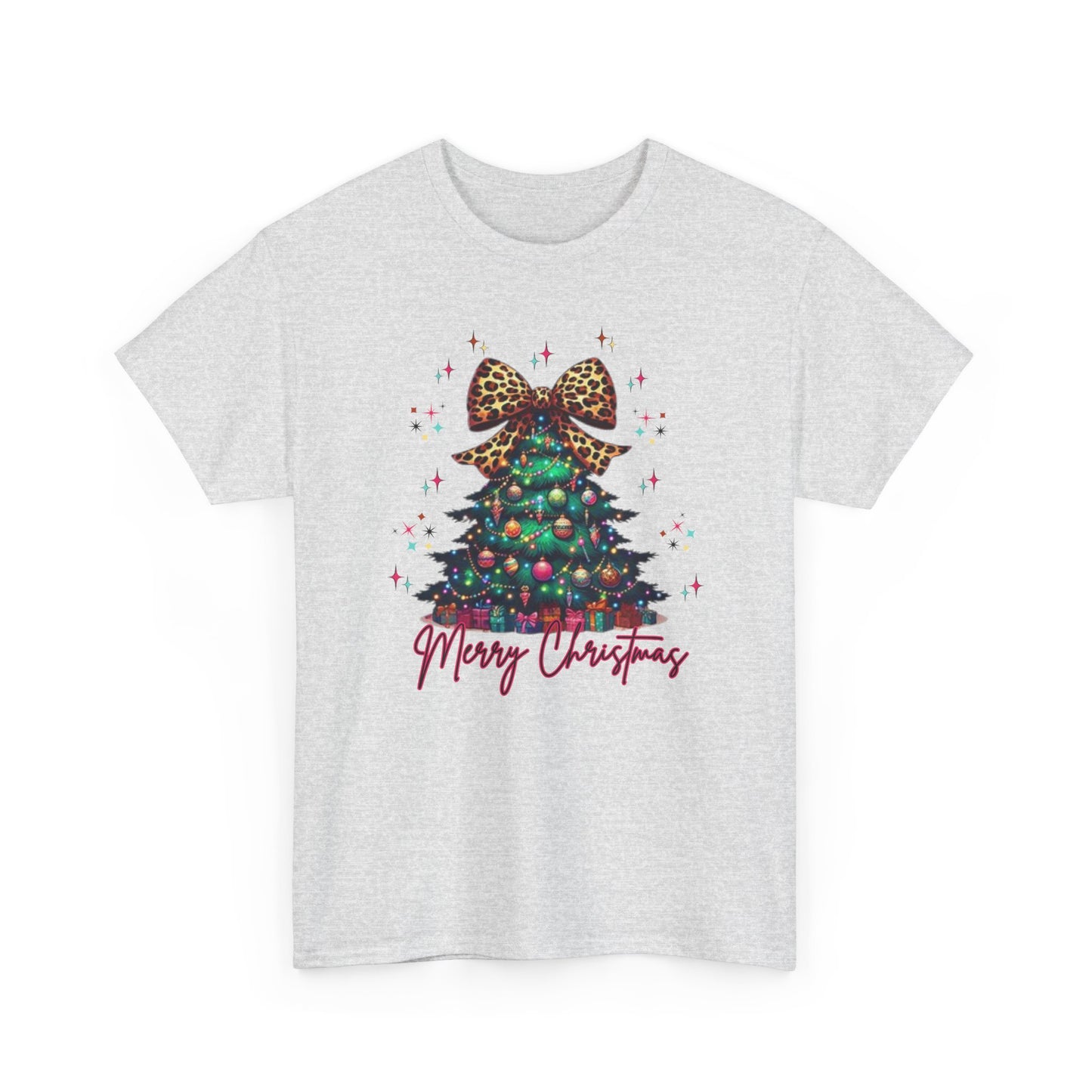 Retro Christmas Tree Tee with a cheetah twist