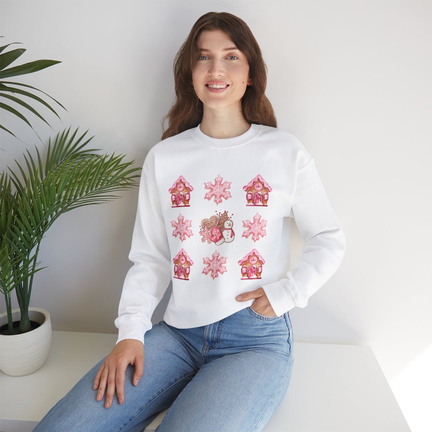 Pink Gingerbread House Crewneck Sweatshirt
