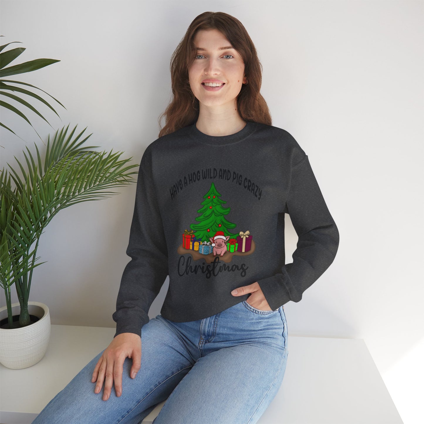 Pig crazy Christmas Unisex Heavy Blend™ Crewneck Sweatshirt