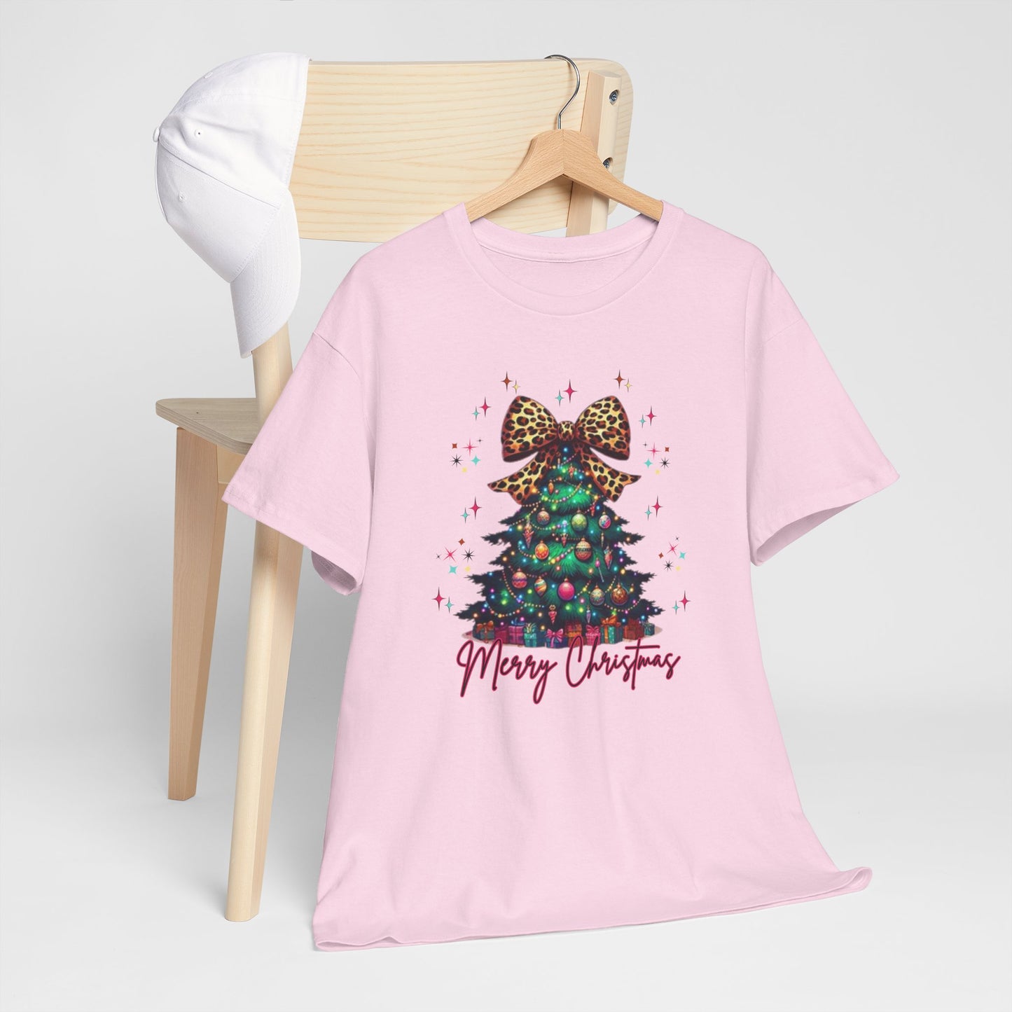 Retro Christmas Tree Tee with a cheetah twist