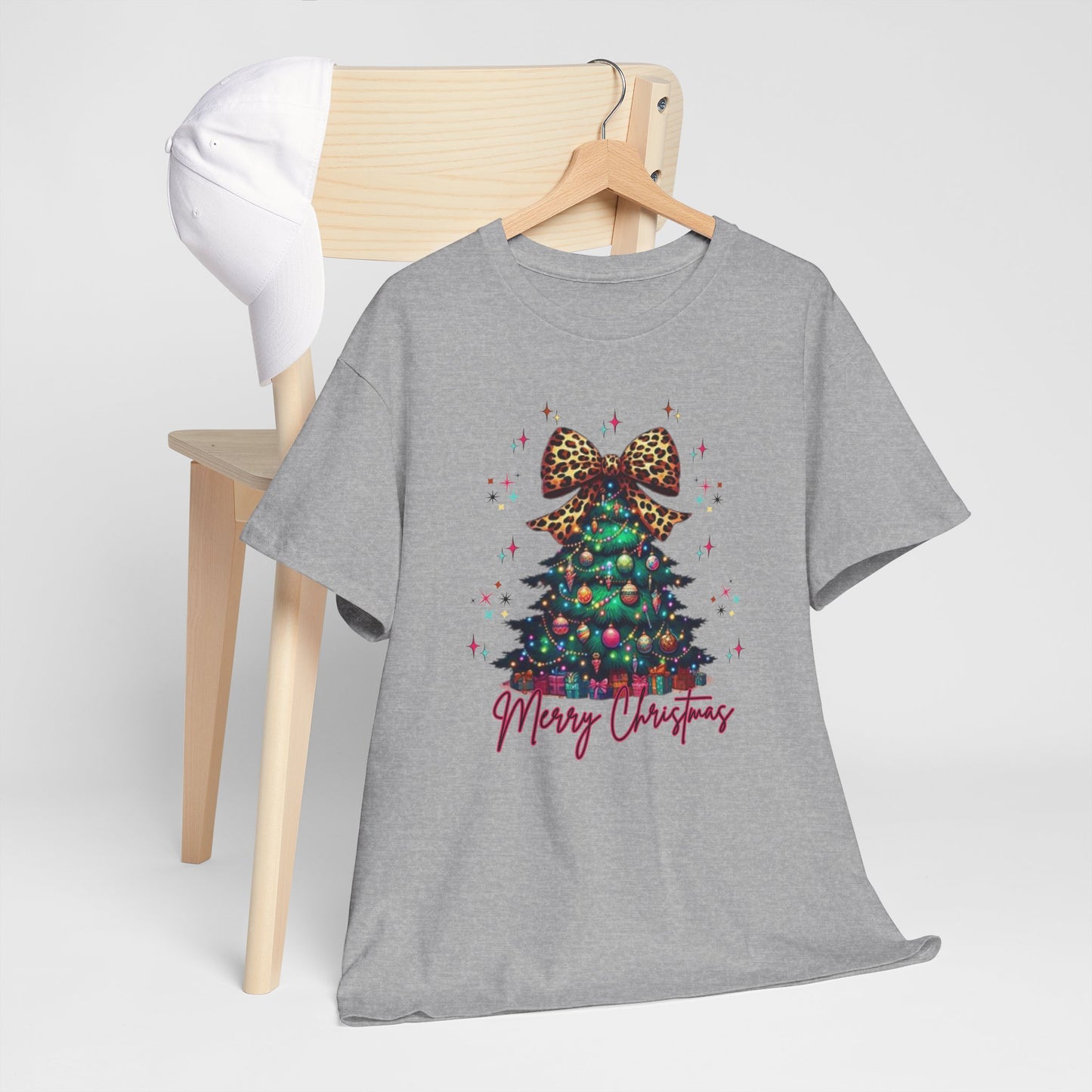 Retro Christmas Tree Tee with a cheetah twist