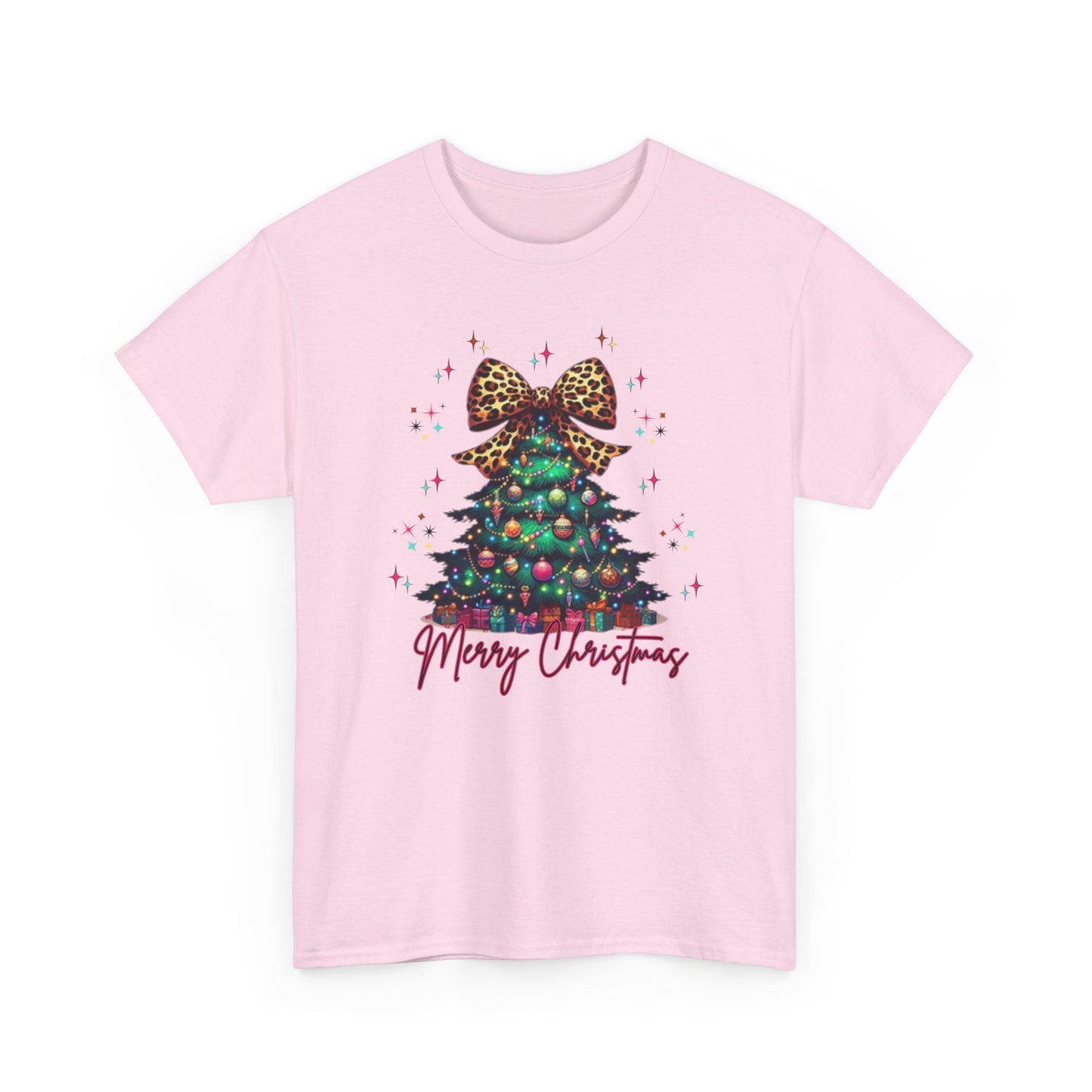 Retro Christmas Tree Tee with a cheetah twist