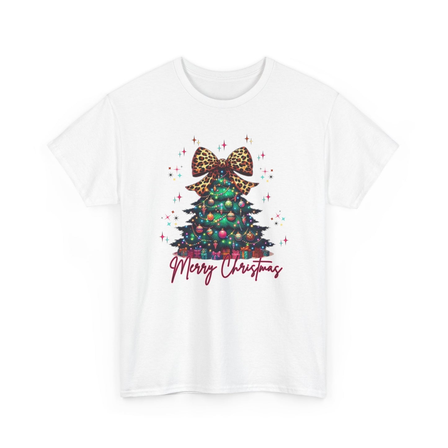 Retro Christmas Tree Tee with a cheetah twist