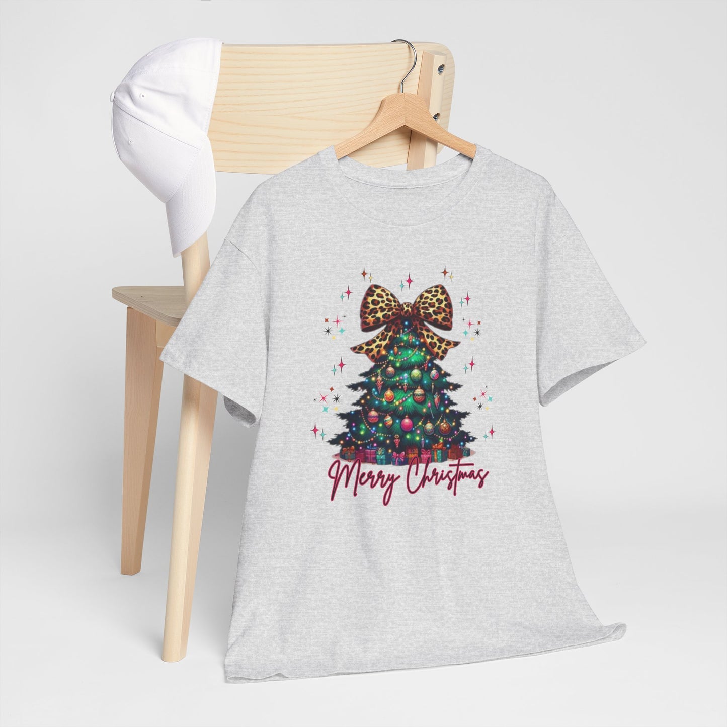 Retro Christmas Tree Tee with a cheetah twist
