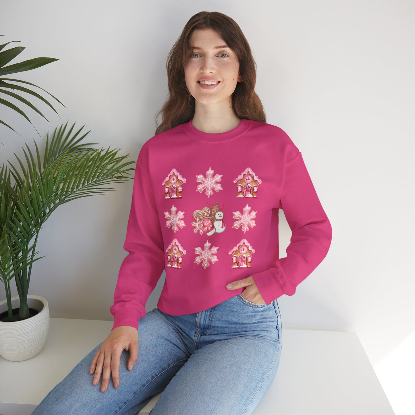Pink Gingerbread House Crewneck Sweatshirt