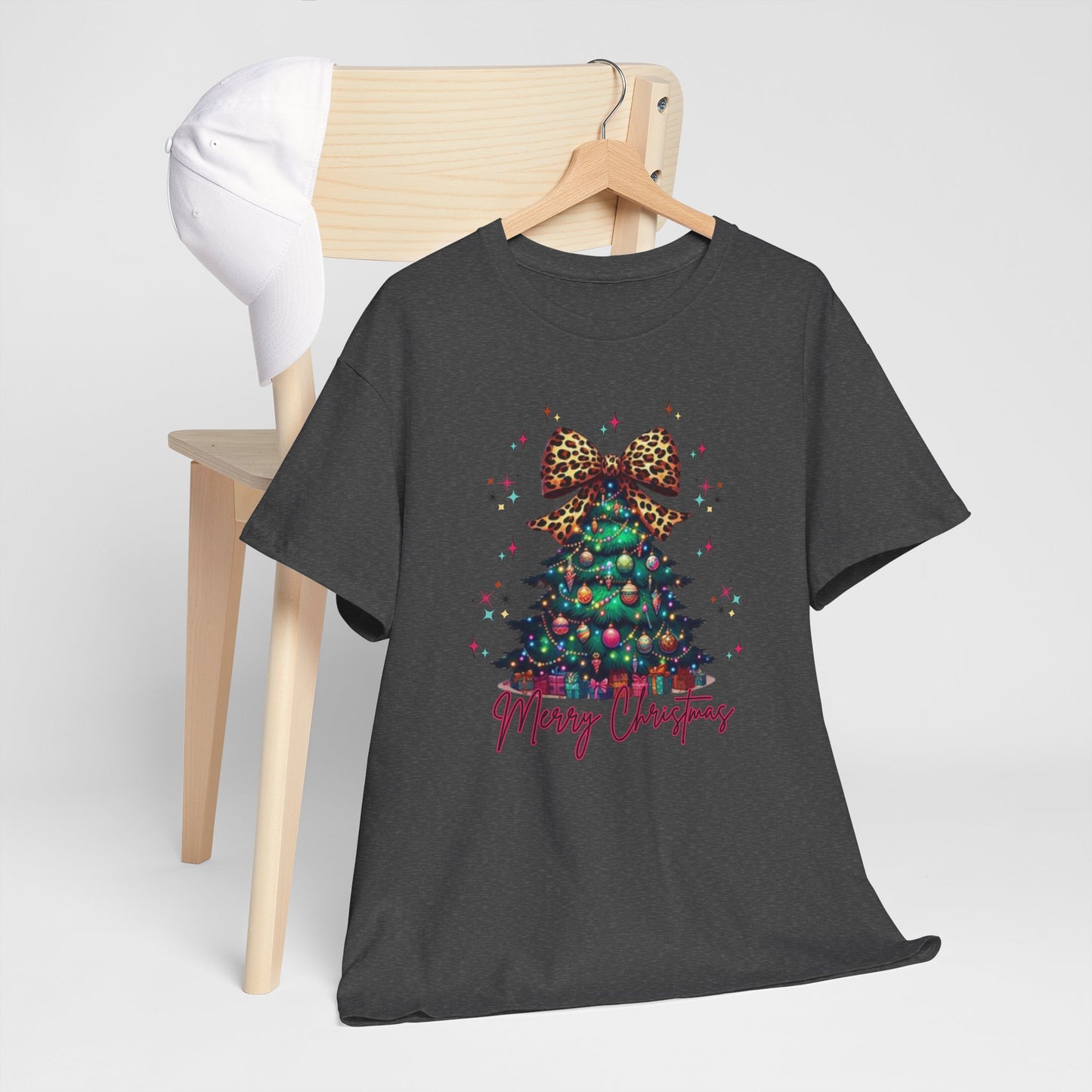Retro Christmas Tree Tee with a cheetah twist