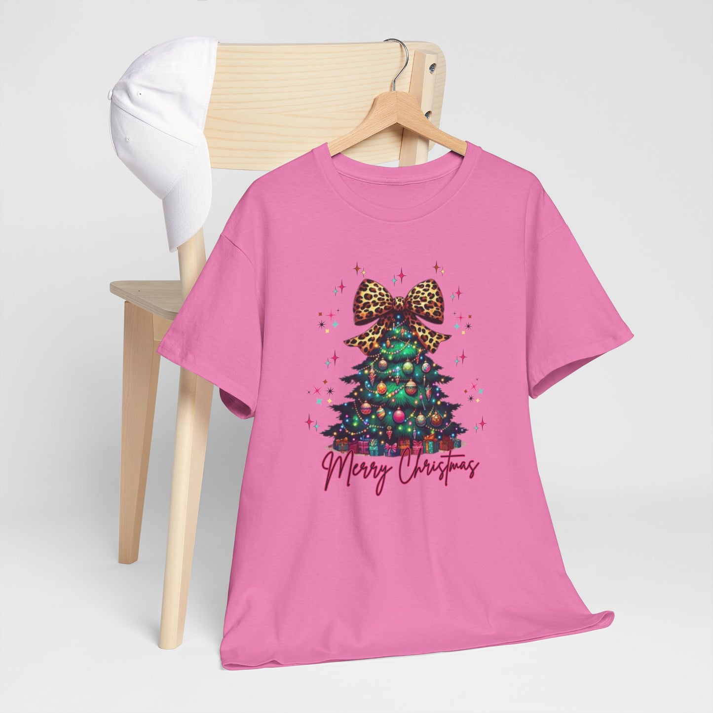 Retro Christmas Tree Tee with a cheetah twist