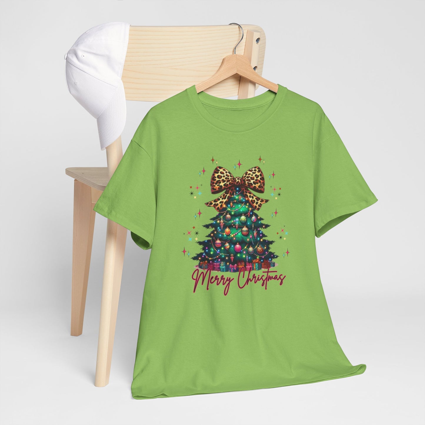 Retro Christmas Tree Tee with a cheetah twist