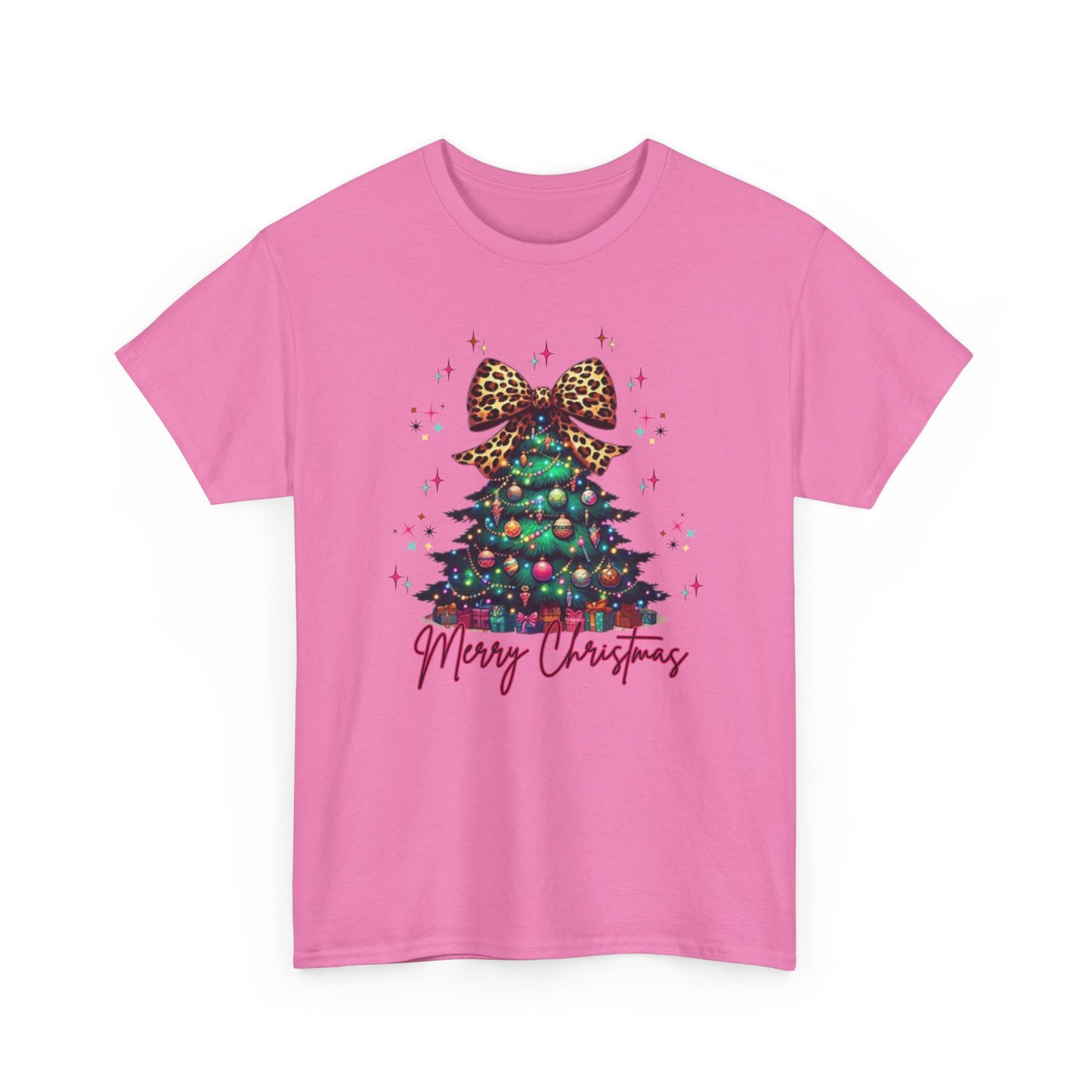 Retro Christmas Tree Tee with a cheetah twist
