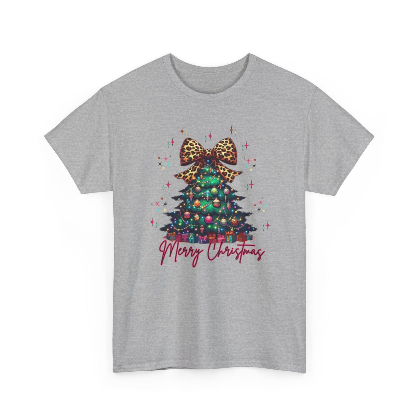 Retro Christmas Tree Tee with a cheetah twist