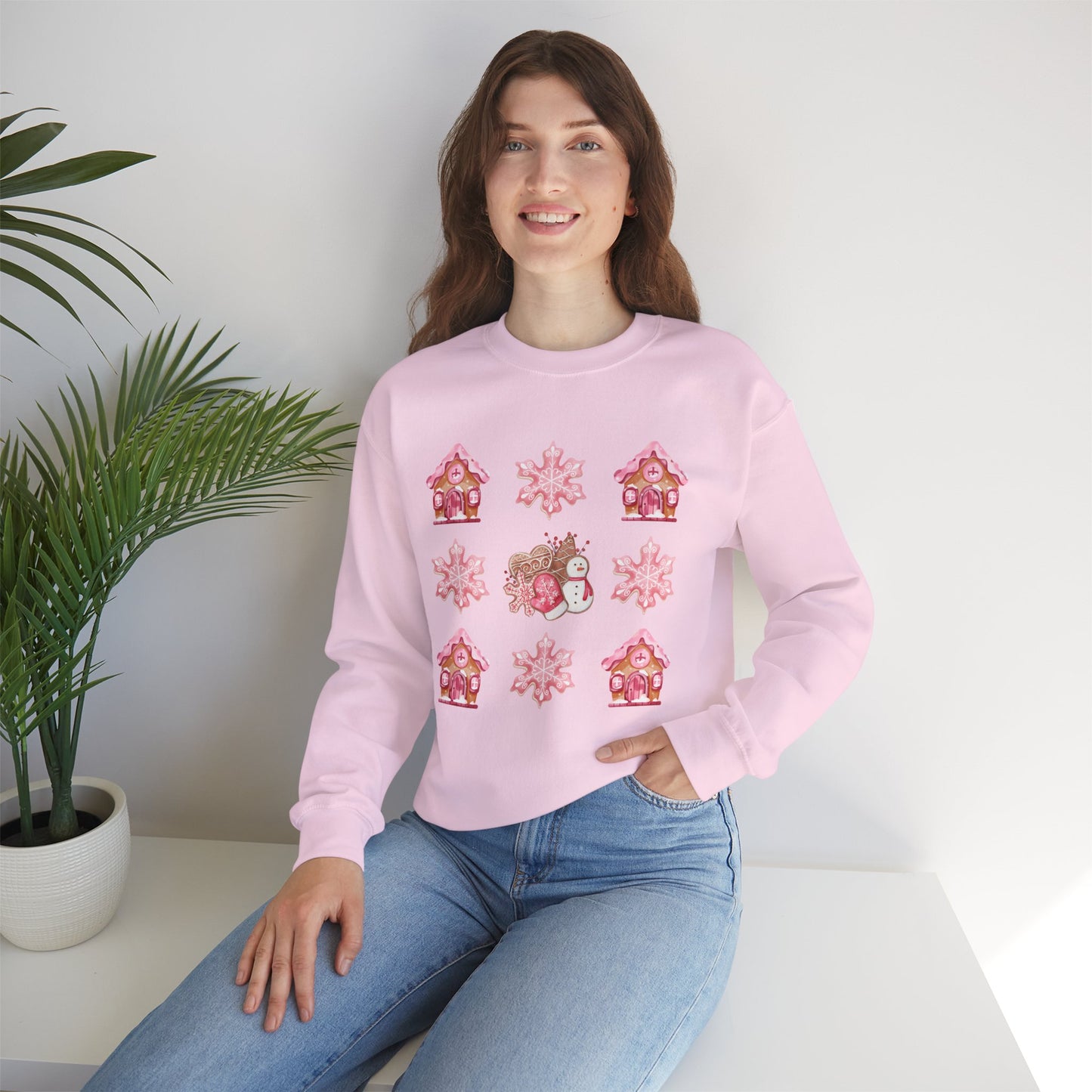 Pink Gingerbread House Crewneck Sweatshirt
