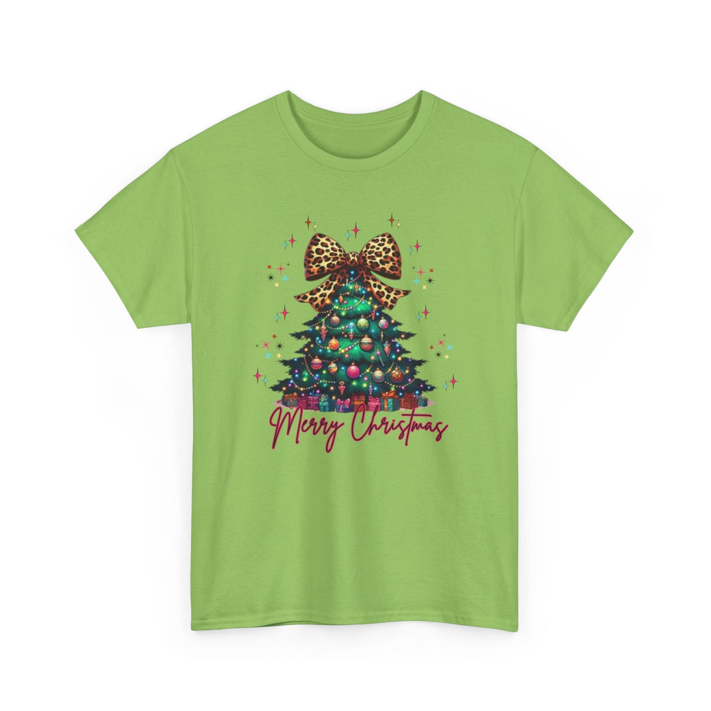Retro Christmas Tree Tee with a cheetah twist