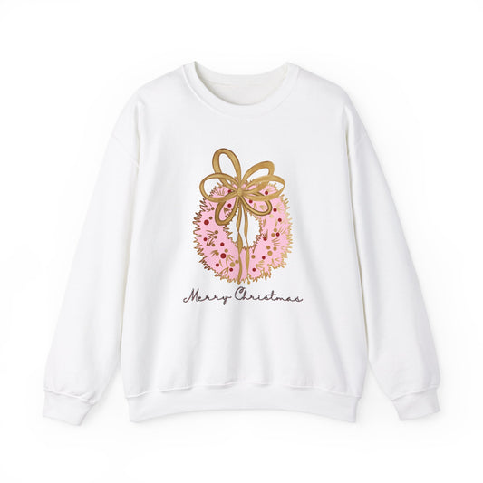 Christmas Pink Wreath Crewneck Sweatshirt