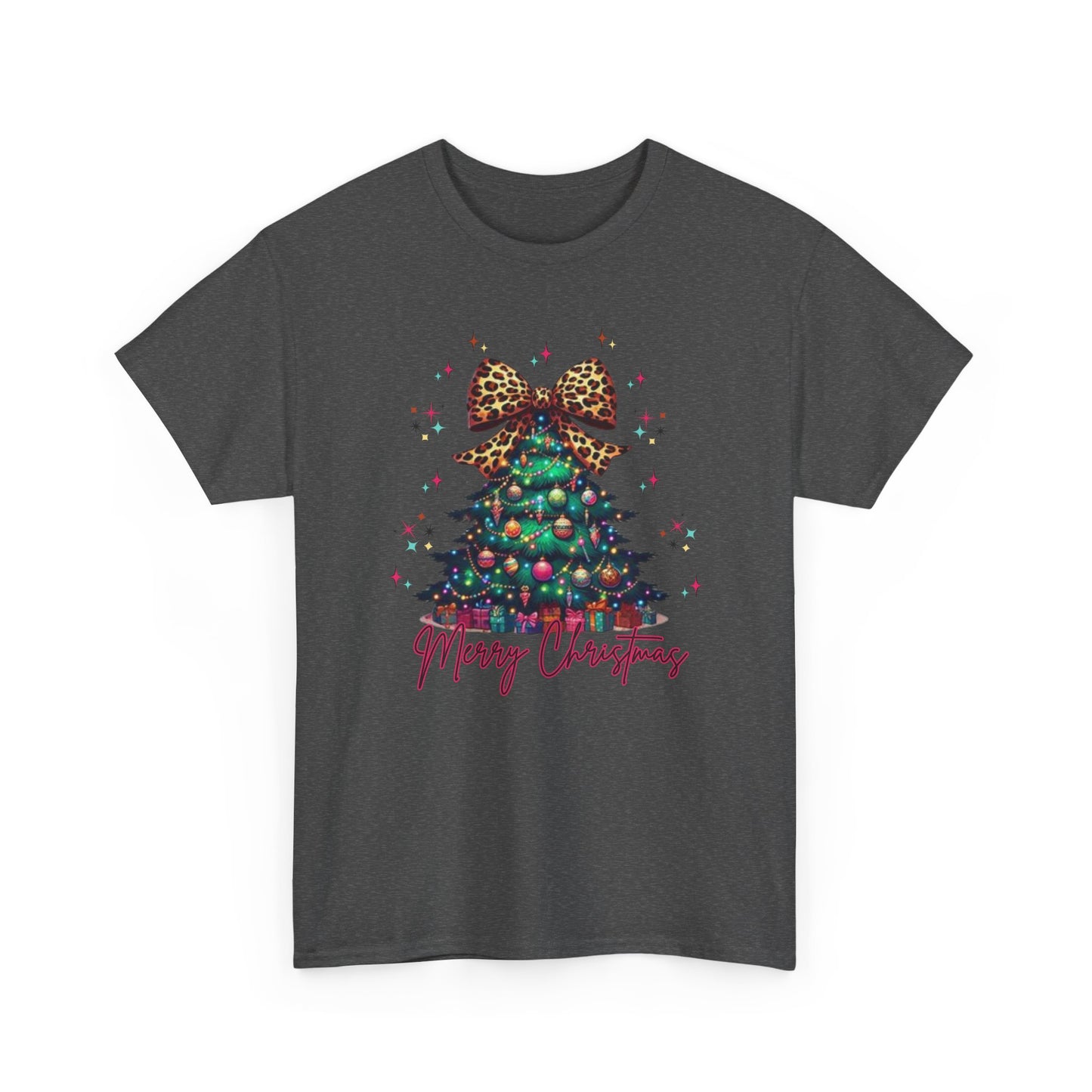 Retro Christmas Tree Tee with a cheetah twist