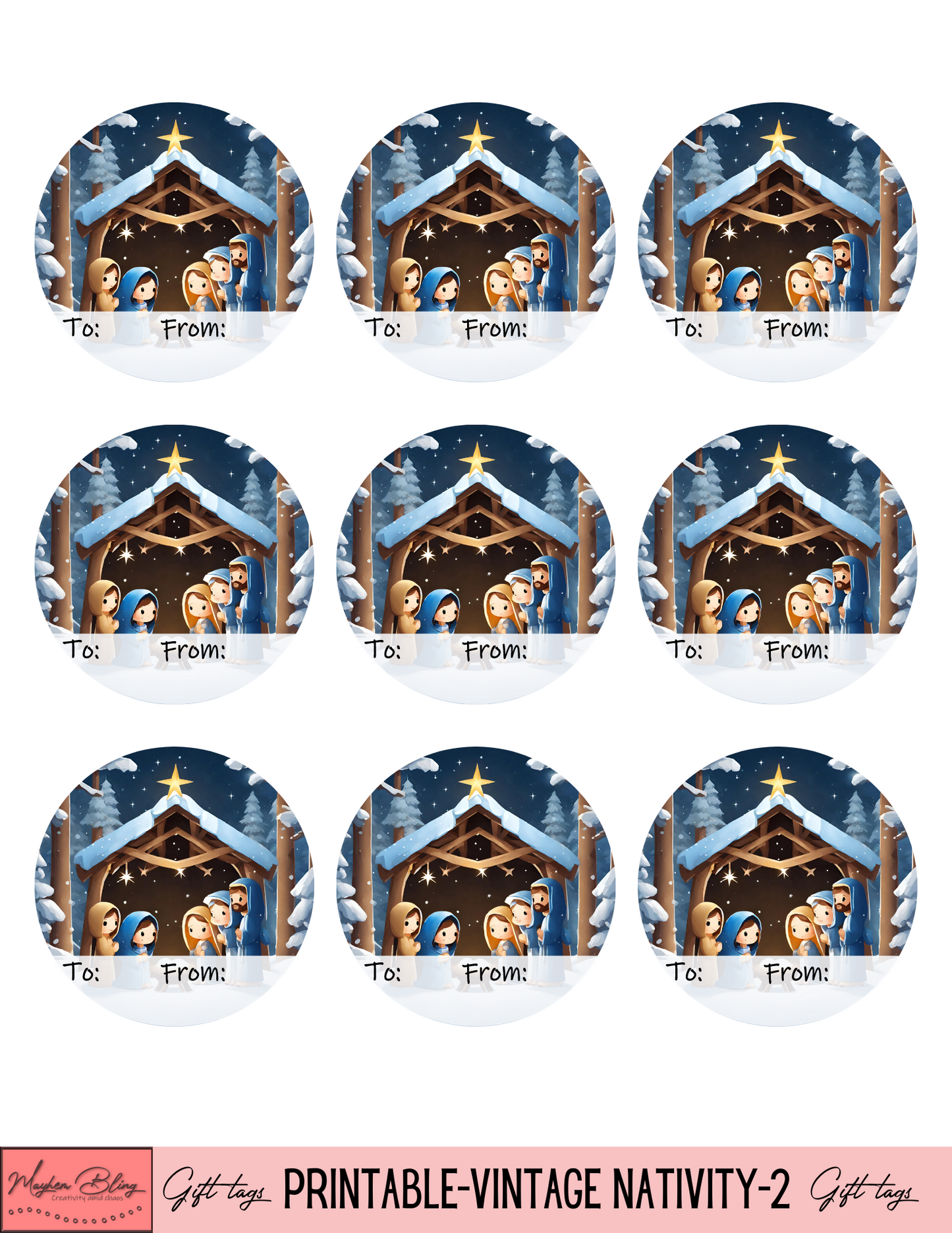 Printable gift tags---Vintage Nativity_2