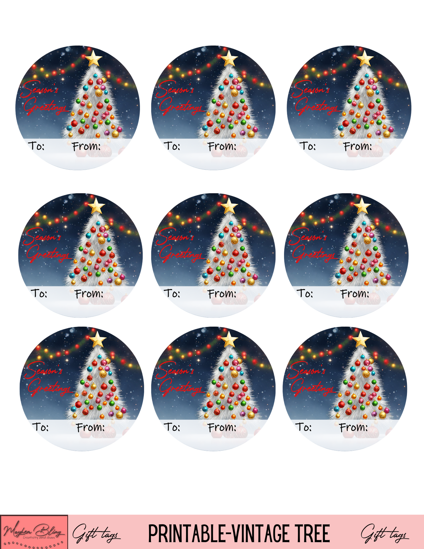 Printable gift tags---Vintage Tree