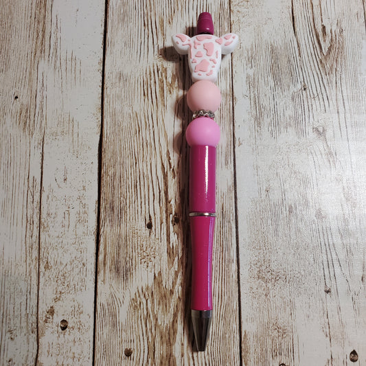 Pink cow Beaded Pen