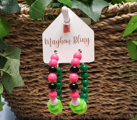 Watermelon Acrylic Bead Hoop Earrings | Lightweight Statement Earrings | Hypoallergenic 2 Inch Hoops