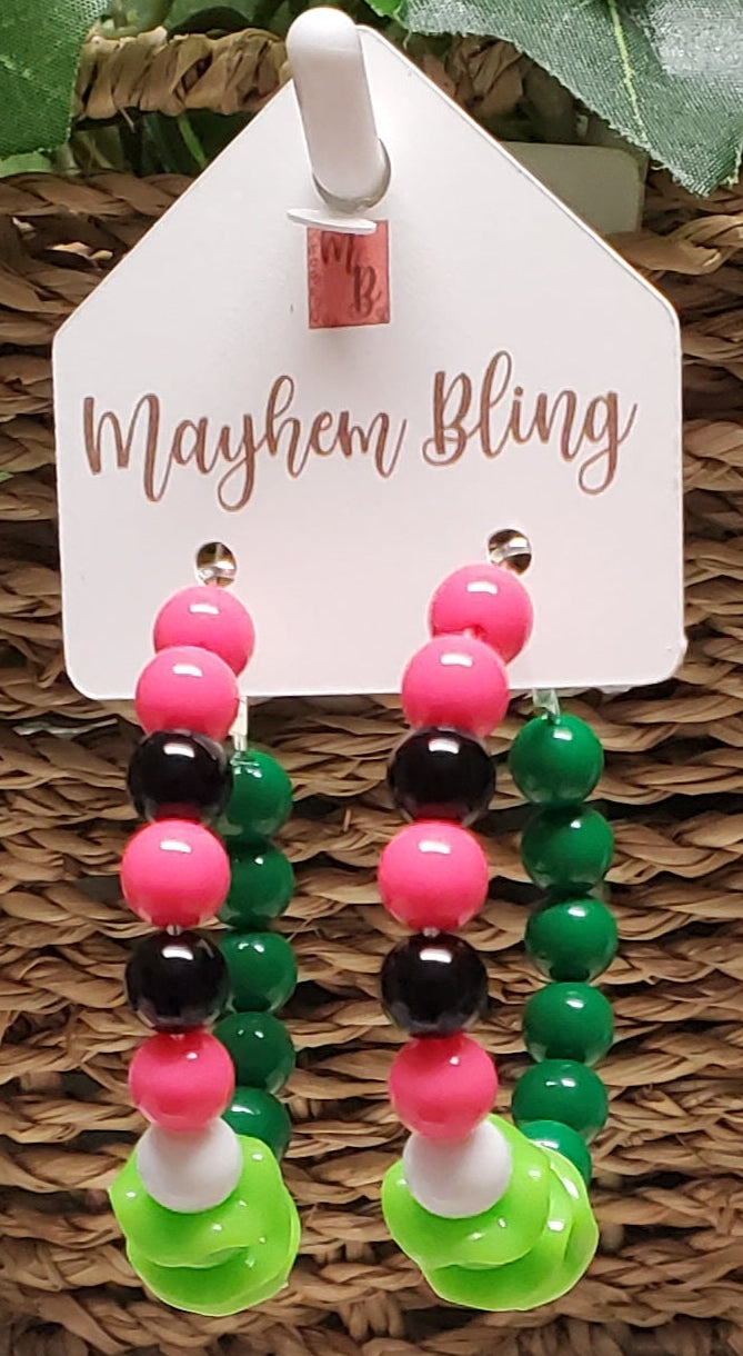 Watermelon Acrylic Bead Hoop Earrings | Lightweight Statement Earrings | Hypoallergenic 2 Inch Hoops